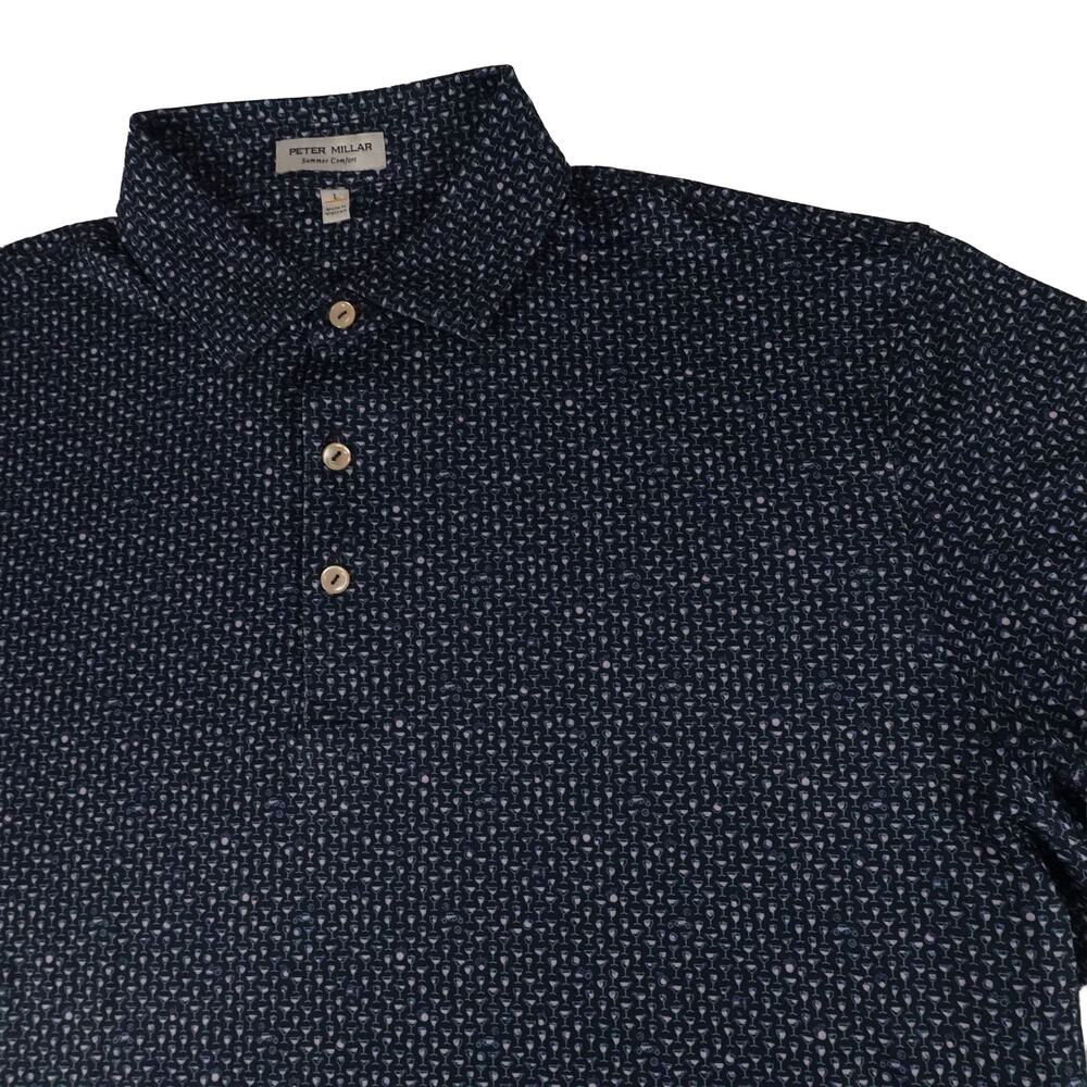 Peter Millar Geometric Drink Car Performance Golf Polo Shirt Men's Large